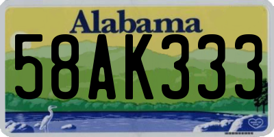 AL license plate 58AK333