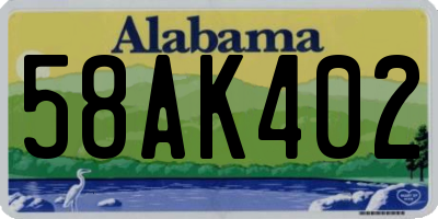 AL license plate 58AK402