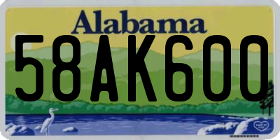 AL license plate 58AK600