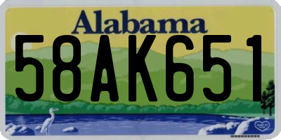 AL license plate 58AK651