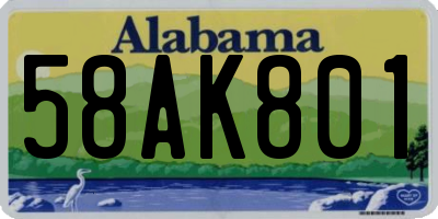 AL license plate 58AK801