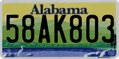 AL license plate 58AK803