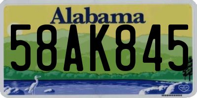 AL license plate 58AK845