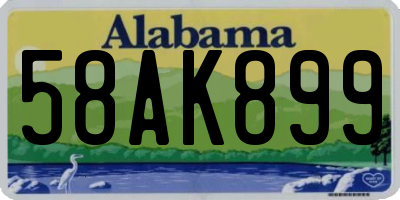 AL license plate 58AK899