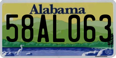 AL license plate 58AL063