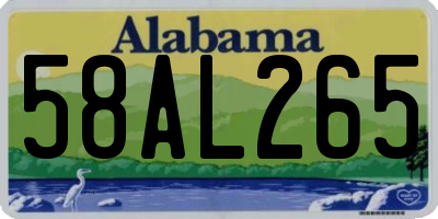 AL license plate 58AL265