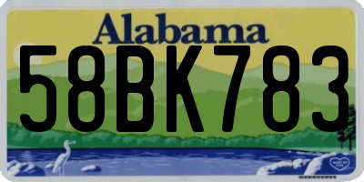 AL license plate 58BK783