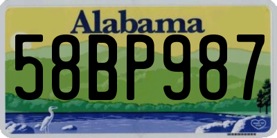 AL license plate 58BP987
