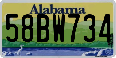 AL license plate 58BW734