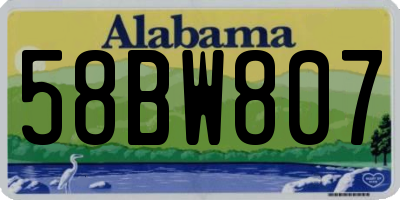 AL license plate 58BW807