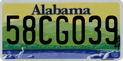 AL license plate 58CG039