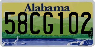 AL license plate 58CG102