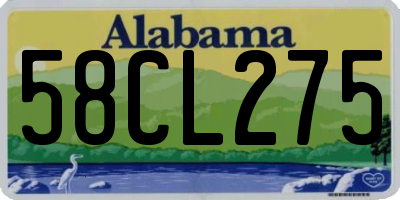 AL license plate 58CL275