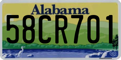 AL license plate 58CR701