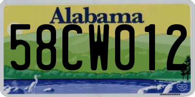 AL license plate 58CW012