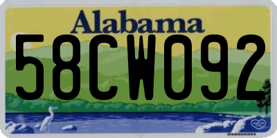 AL license plate 58CW092