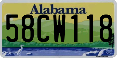 AL license plate 58CW118