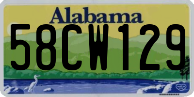 AL license plate 58CW129