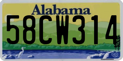 AL license plate 58CW314