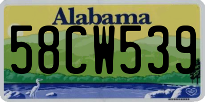 AL license plate 58CW539