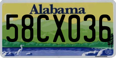 AL license plate 58CX036