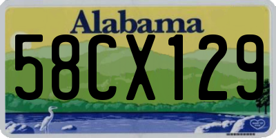 AL license plate 58CX129