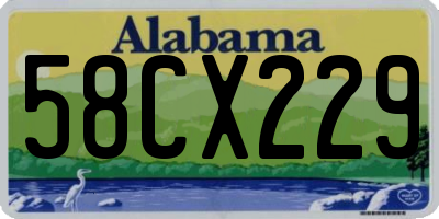 AL license plate 58CX229