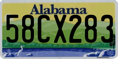 AL license plate 58CX283