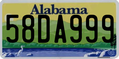 AL license plate 58DA999