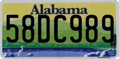 AL license plate 58DC989