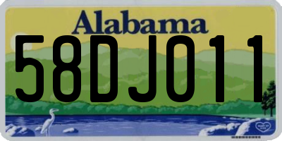 AL license plate 58DJ011