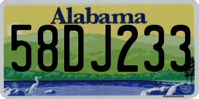AL license plate 58DJ233