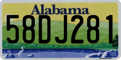 AL license plate 58DJ281