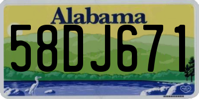 AL license plate 58DJ671