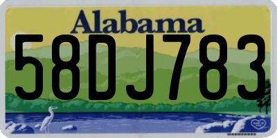 AL license plate 58DJ783