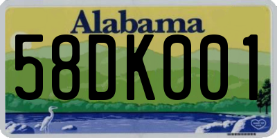 AL license plate 58DK001