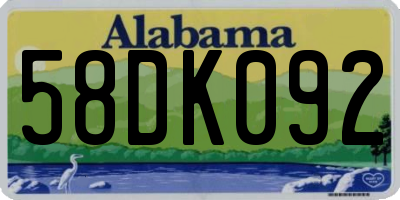 AL license plate 58DK092