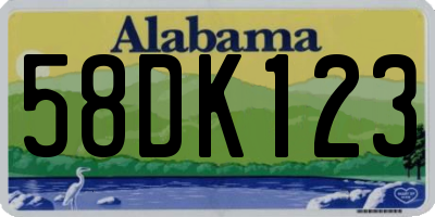 AL license plate 58DK123