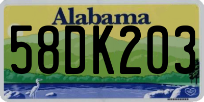 AL license plate 58DK203