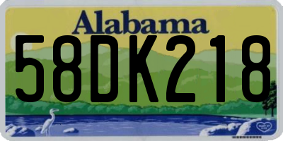 AL license plate 58DK218