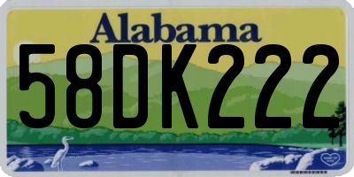AL license plate 58DK222