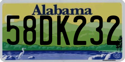 AL license plate 58DK232