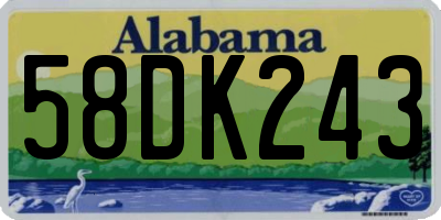 AL license plate 58DK243