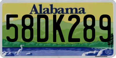AL license plate 58DK289