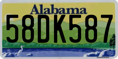 AL license plate 58DK587