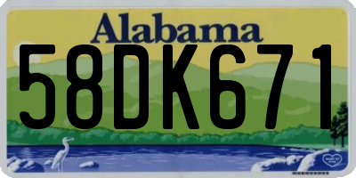 AL license plate 58DK671
