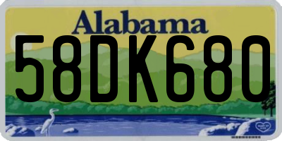 AL license plate 58DK680