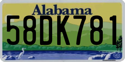 AL license plate 58DK781