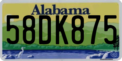 AL license plate 58DK875