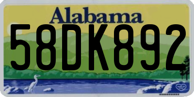 AL license plate 58DK892